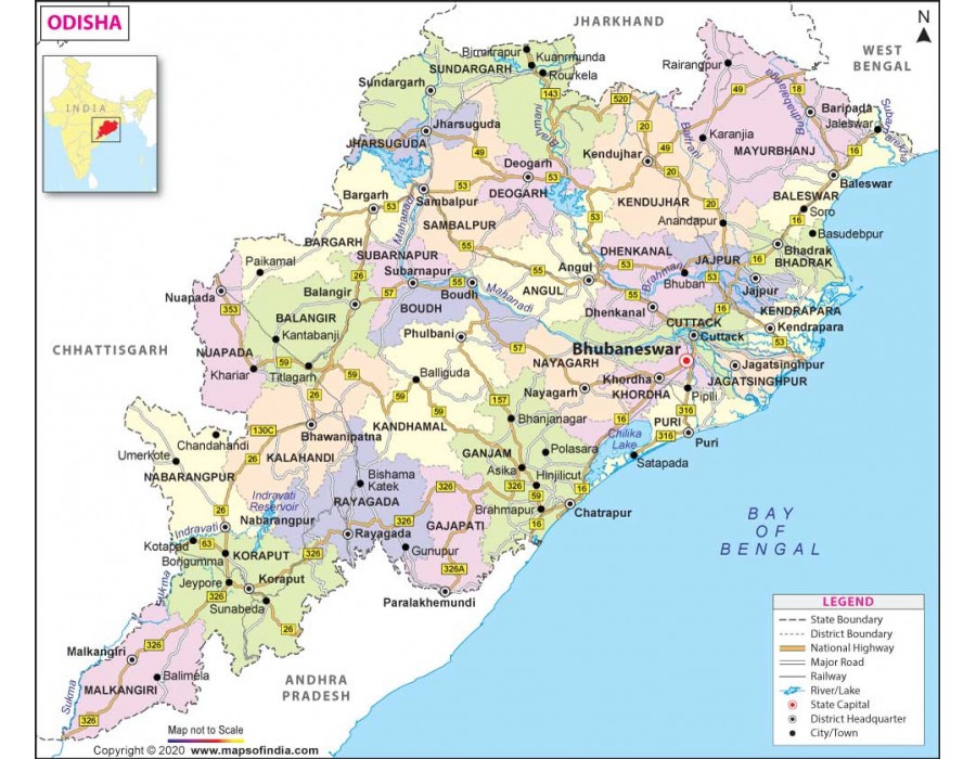 odisha tourism map